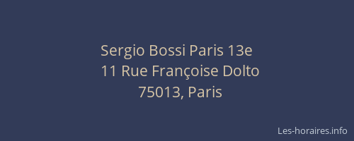 Sergio Bossi Paris 13e