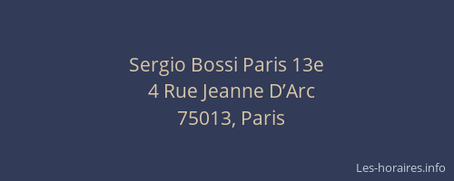 Sergio Bossi Paris 13e