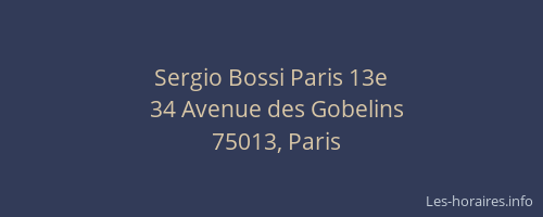 Sergio Bossi Paris 13e