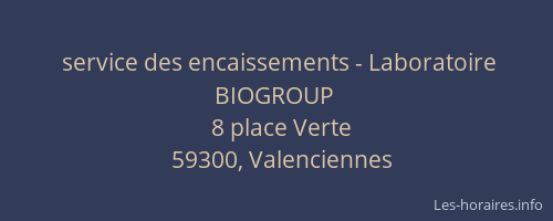 service des encaissements - Laboratoire BIOGROUP