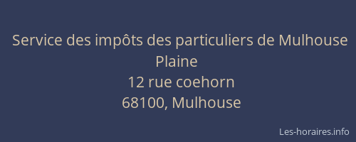 Service des impôts des particuliers de Mulhouse Plaine