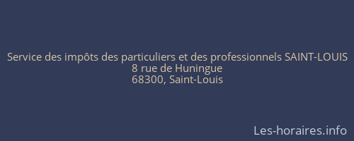 Service des impôts des particuliers et des professionnels SAINT-LOUIS