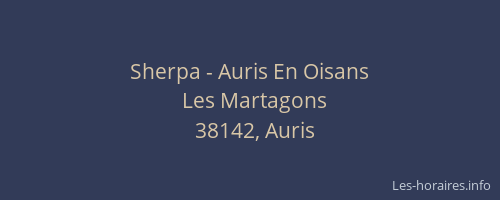 Sherpa - Auris En Oisans