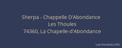 Sherpa - Chappelle D'Abondance