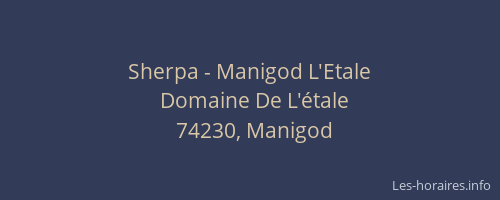 Sherpa - Manigod L'Etale