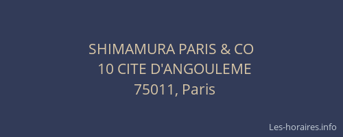 SHIMAMURA PARIS & CO