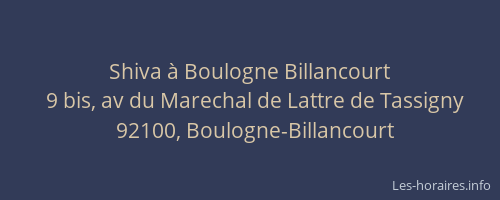 Shiva à Boulogne Billancourt