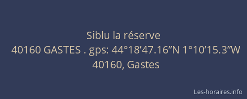 Siblu la r&eacute;serve