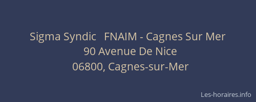 Sigma Syndic   FNAIM - Cagnes Sur Mer