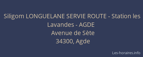 Siligom LONGUELANE SERVIE ROUTE - Station les Lavandes - AGDE