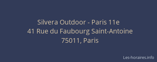Silvera Outdoor - Paris 11e