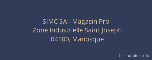 SIMC SA - Magasin Pro