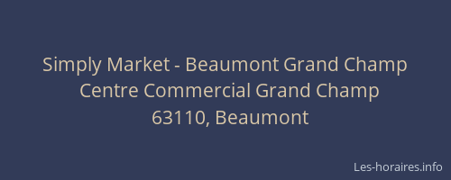 Simply Market - Beaumont Grand Champ