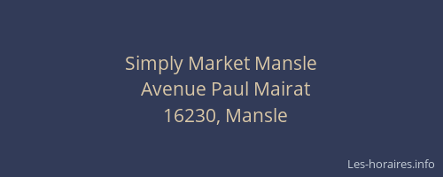 Simply Market Mansle