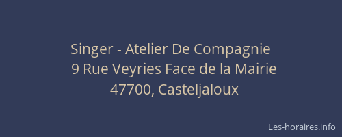 Singer - Atelier De Compagnie