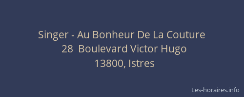 Singer - Au Bonheur De La Couture