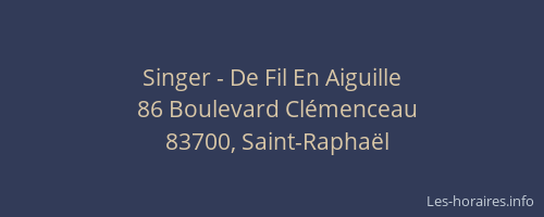 Singer - De Fil En Aiguille