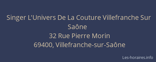 Singer L'Univers De La Couture Villefranche Sur Saône
