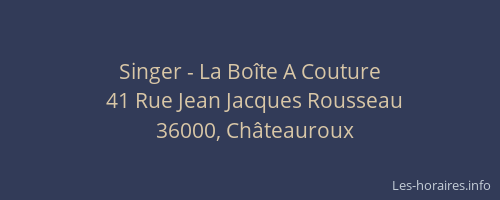 Singer - La Boîte A Couture