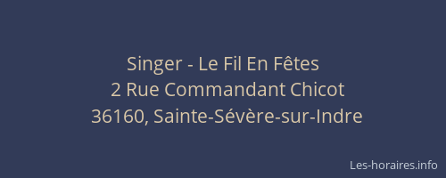 Singer - Le Fil En F&ecirc;tes
