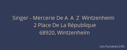 Singer - Mercerie De A  A  Z  Wintzenheim