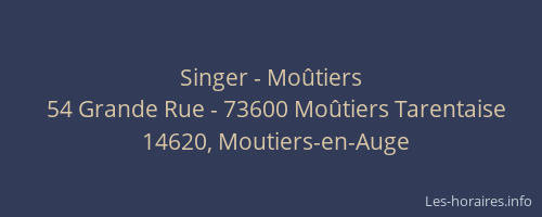 Singer - Mo&ucirc;tiers