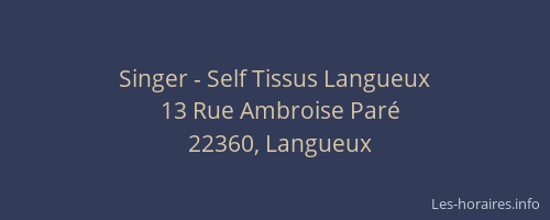 Singer - Self Tissus Langueux