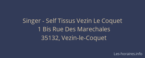 Singer - Self Tissus Vezin Le Coquet