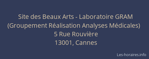 Site des Beaux Arts - Laboratoire GRAM (Groupement Réalisation Analyses Médicales)