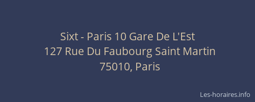 Sixt - Paris 10 Gare De L'Est