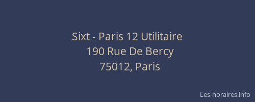Sixt - Paris 12 Utilitaire