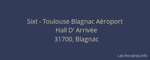 Sixt - Toulouse Blagnac Aéroport