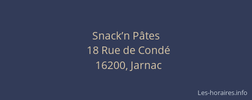 Snack’n P&acirc;tes