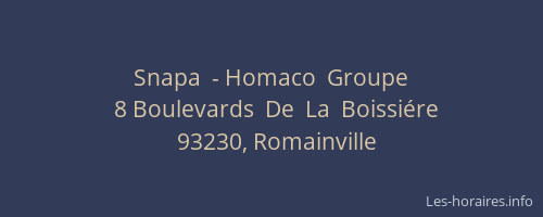 Snapa  - Homaco  Groupe