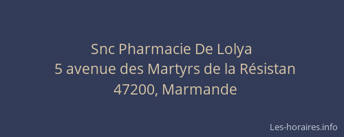 Snc Pharmacie De Lolya