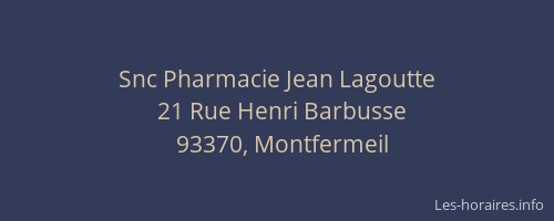 Snc Pharmacie Jean Lagoutte