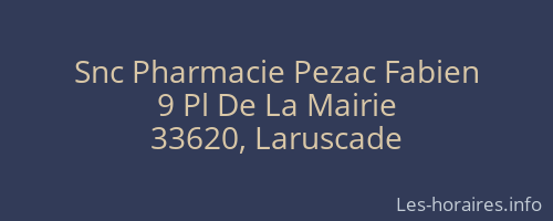 Snc Pharmacie Pezac Fabien