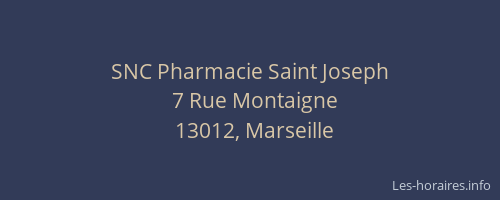 SNC Pharmacie Saint Joseph