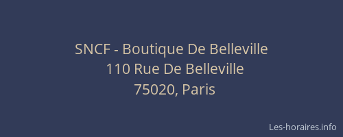 SNCF - Boutique De Belleville