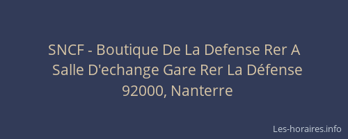 SNCF - Boutique De La Defense Rer A