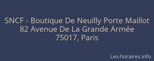 SNCF - Boutique De Neuilly Porte Maillot