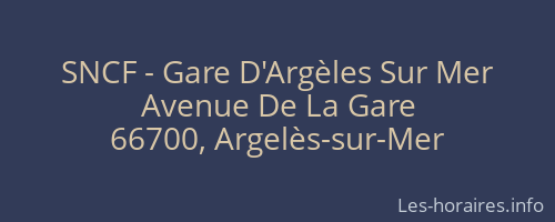 SNCF - Gare D'Argèles Sur Mer