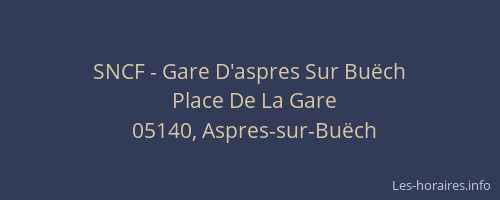 SNCF - Gare D'aspres Sur Buëch