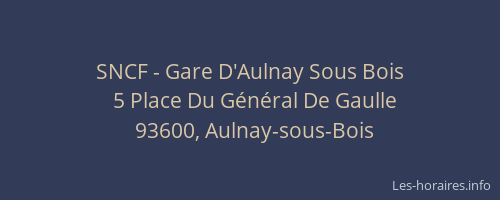 SNCF - Gare D'Aulnay Sous Bois