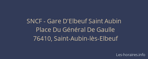 SNCF - Gare D'Elbeuf Saint Aubin