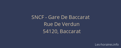 SNCF - Gare De Baccarat