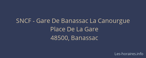 SNCF - Gare De Banassac La Canourgue