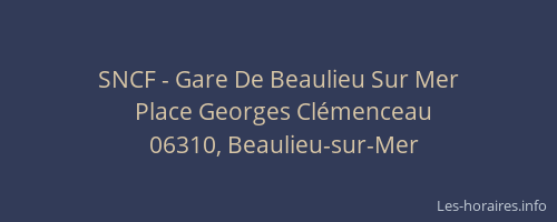 SNCF - Gare De Beaulieu Sur Mer