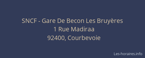 SNCF - Gare De Becon Les Bruyères