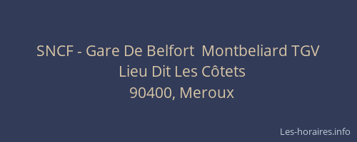 SNCF - Gare De Belfort  Montbeliard TGV